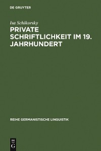 Cover Private Schriftlichkeit im 19. Jahrhundert