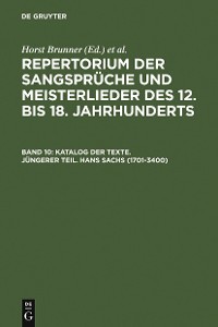 Cover Katalog der Texte. Jüngerer Teil. Hans Sachs (1701-3400)