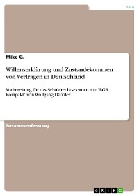 Cover Willenserklärung und Zustandekommen von Verträgen in Deutschland