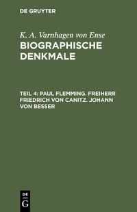 Cover Paul Flemming. Freiherr Friedrich von Canitz. Johann von Besser