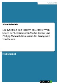Cover Die Kritik an den Täufern zu Münster von Seiten der  Reformatoren Martin Luther und Philipp Melanchthon sowie des Landgrafen von Hessen