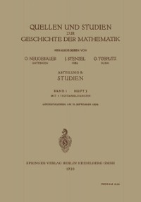 Cover Quellen und Studien zur Geschichte der Mathematik