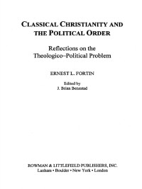 Cover Classical Christianity and the Political Order