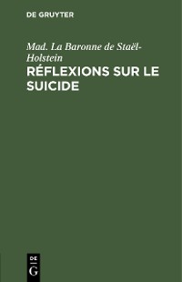 Cover Réflexions sur le suicide