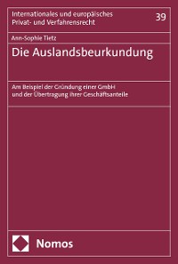 Cover Die Auslandsbeurkundung