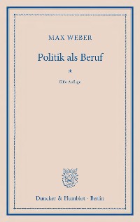 Cover Politik als Beruf.