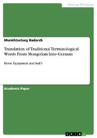 Cover Translation of Traditional Terminological Words From Mongolian Into German