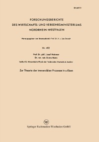 Cover Zur Theorie der irreversiblen Prozesse in α-Eisen