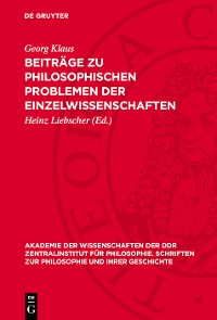 Cover Beiträge zu philosophischen Problemen der Einzelwissenschaften