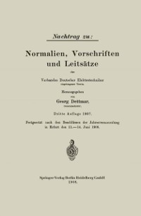 Cover Nachtrag zu: Normalien, Vorschriften und Leitsätze des Verbandes Deutscher Elektrotechniker