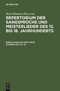 Cover Katalog der Texte. Älterer Teil (G - P)