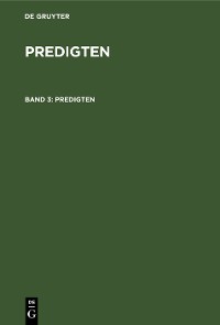 Cover F. Schleiermacher: Predigten. Band 3