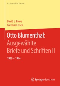 Cover Otto Blumenthal: Ausgewählte Briefe und Schriften II