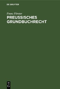 Cover Preußisches Grundbuchrecht