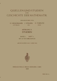 Cover Quellen und Studien zur Geschichte der Mathematik, Astronomie und Physik
