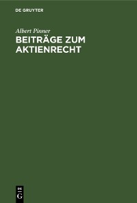 Cover Beiträge zum Aktienrecht