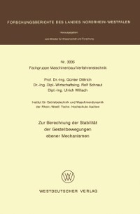 Cover Zur Berechnung der Stabilität der Gestellbewegungen ebener Mechanismen