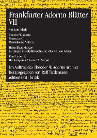 Cover Frankfurter Adorno Blätter VII