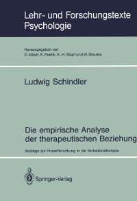 Cover Die empirische Analyse der therapeutischen Beziehung