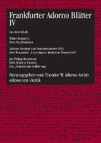 Cover Frankfurter Adorno Blätter IV