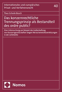 Cover Das konzernrechtliche Trennungsprinzip als Bestandteil des ordre public?