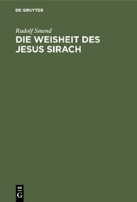 Cover Die Weisheit des Jesus Sirach