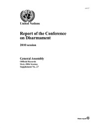 Cover Report of the Conference on Disarmament