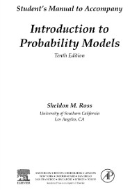 Cover Introduction to Probability Models, Student Solutions Manual (e-only)