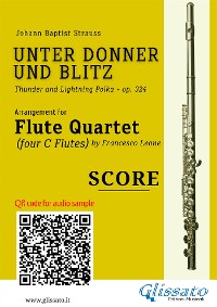 Cover Flute Quartet score of "Unter Donner und Blitz"