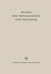 Cover Studien zur Textgeschichte und Textkritik
