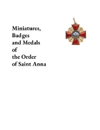 Cover Miniatures, Badges and Medals of The Order of Saint Anna