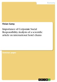 Cover Importance of Corporate Social Responsibility. Analysis of a scientific article on international hotel chains