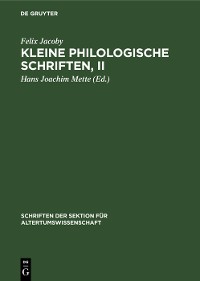 Cover Kleine Philologische Schriften, II