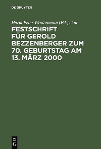 Cover Festschrift für Gerold Bezzenberger zum 70. Geburtstag am 13. März 2000