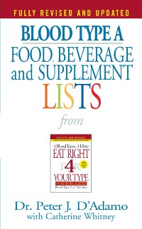 Cover Blood Type A  Food, Beverage and Supplement Lists