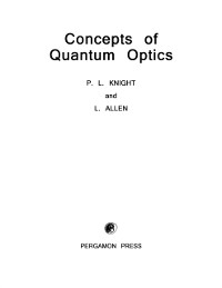 Cover Concepts of Quantum Optics