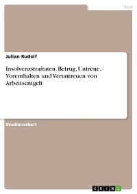 Cover Insolvenzstraftaten. Betrug, Untreue, Vorenthalten und Veruntreuen von Arbeitsentgelt