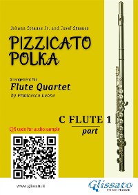 Cover Flute 1 part of "Pizzicato Polka" Flute Quartet sheet music