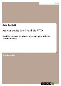 Cover Amicus curiae briefs und die WTO