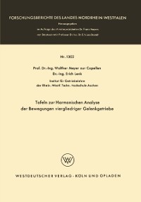 Cover Tafeln zur Harmonischen Analyse der Bewegungen viergliedriger Gelenkgetriebe
