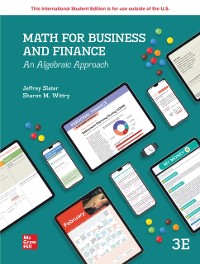 Cover Math For Business And Finance: An Algebraic Approach ISE