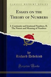 Cover Essays on the Theory of Numbers