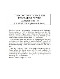 Cover Continuation of the Federalist Papers