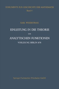 Cover Einleitung in die Theorie der analytischen Funktionen