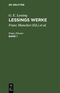 Cover G. E. Lessing: Lessings Werke. Band 1