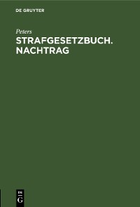 Cover Strafgesetzbuch. Nachtrag