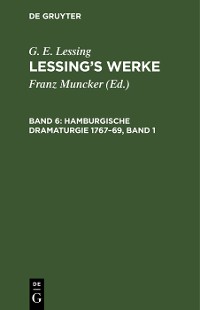 Cover Hamburgische Dramaturgie 1767–69, Band 1