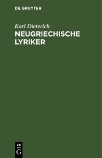 Cover Neugriechische Lyriker