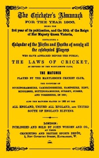 Cover Wisden Cricketers'' Almanack 1866