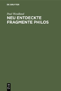 Cover Neu entdeckte Fragmente Philos
